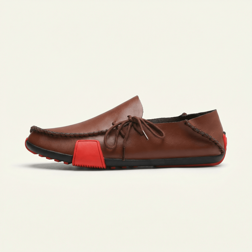 Men's Tricolor Leather Lace-Up Driving Loafer