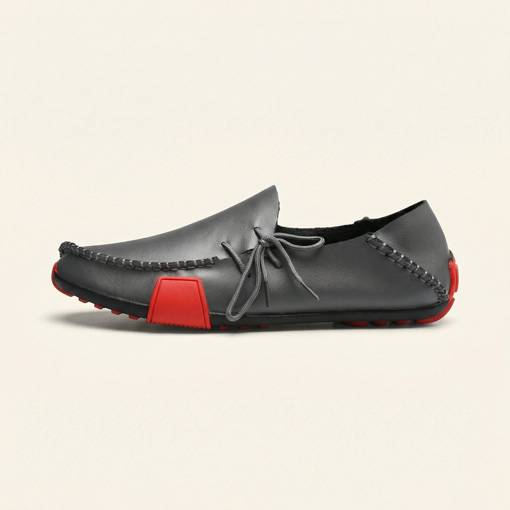 Men's Tricolor Leather Lace-Up Driving Loafer