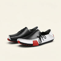 Men's Tricolor Leather Lace-Up Driving Loafer