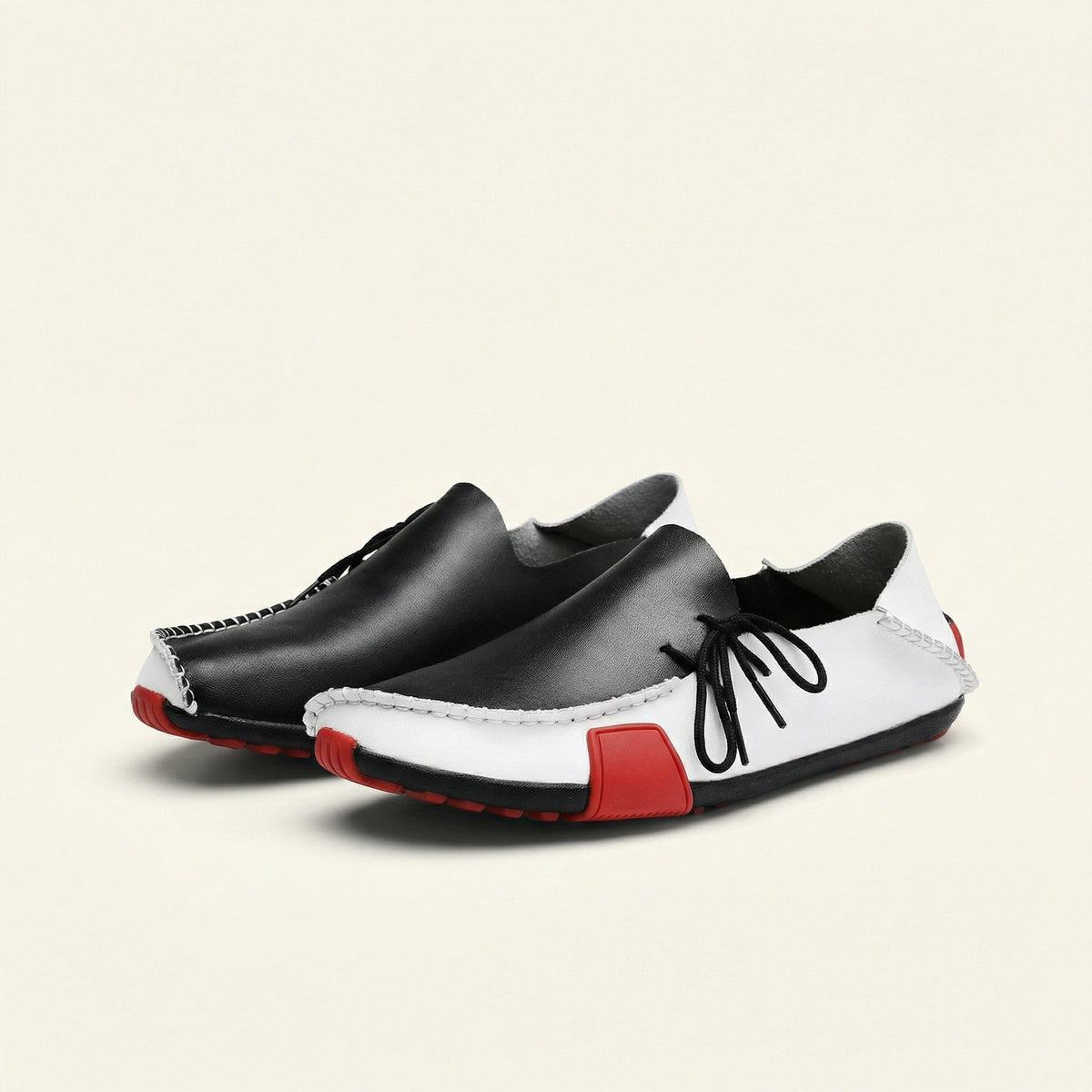 Men's Tricolor Leather Lace-Up Driving Loafer