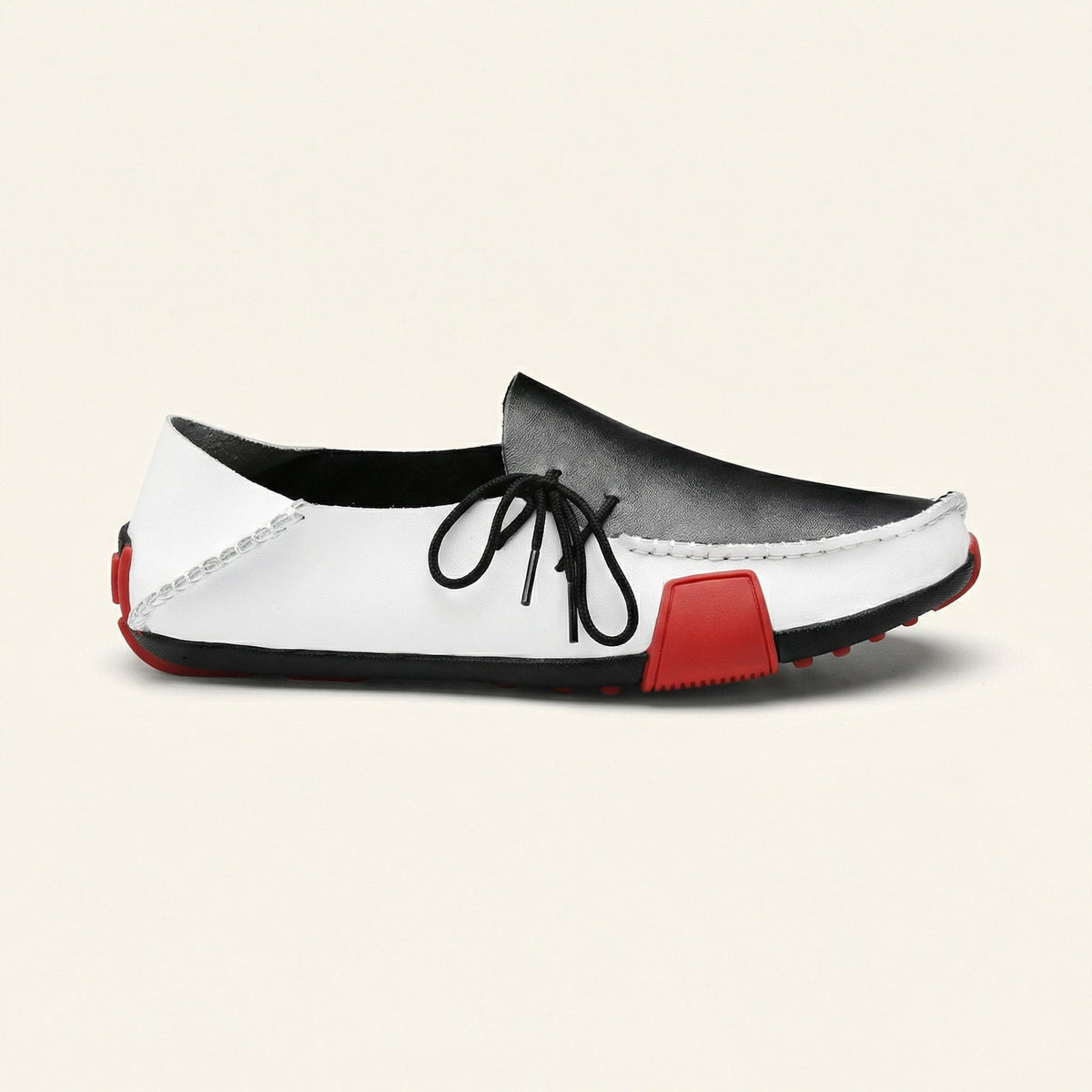 Men's Tricolor Leather Lace-Up Driving Loafer