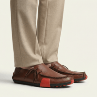 Men's Tricolor Leather Lace-Up Driving Loafer