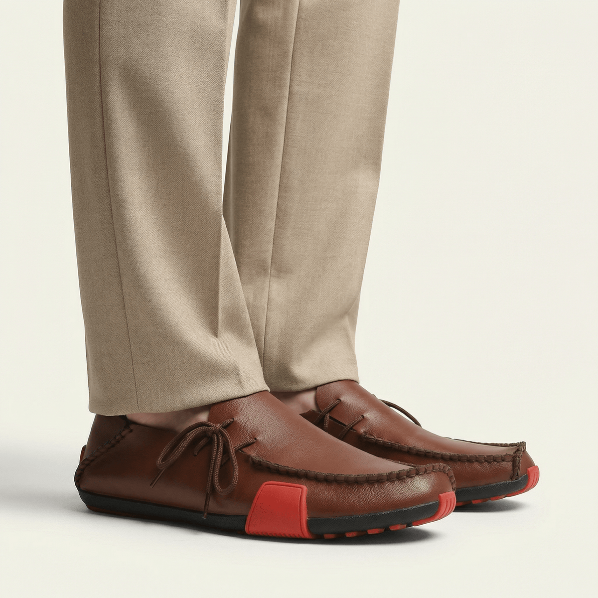 Men's Tricolor Leather Lace-Up Driving Loafer