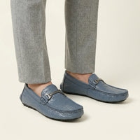 Men's Crinkled Embossed Leather Buckle Loafer