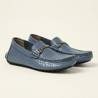 Men's Crinkled Embossed Leather Buckle Loafer