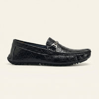 Men's Crinkled Embossed Leather Buckle Loafer