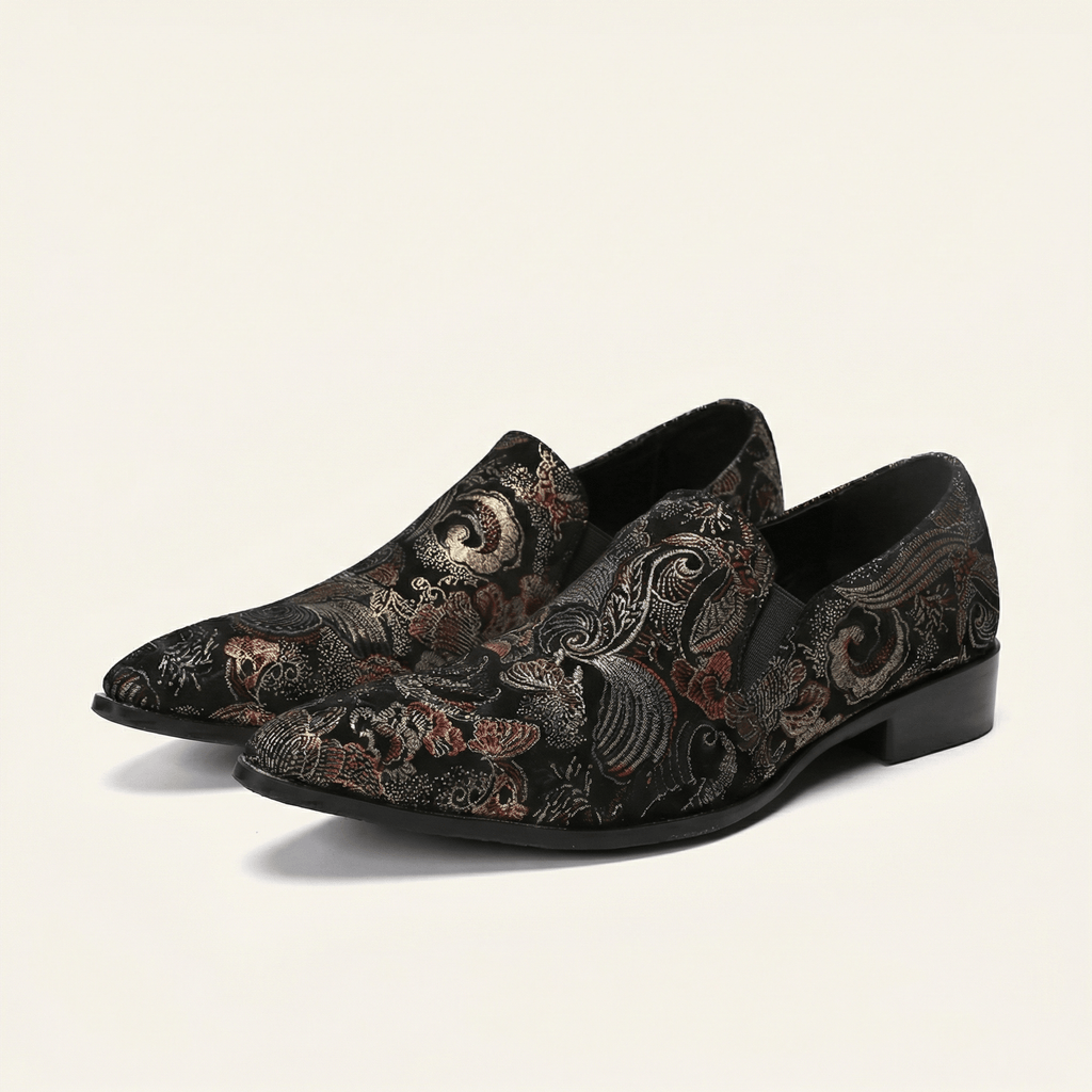 Men's Oriental Embroidered Fabric Loafer
