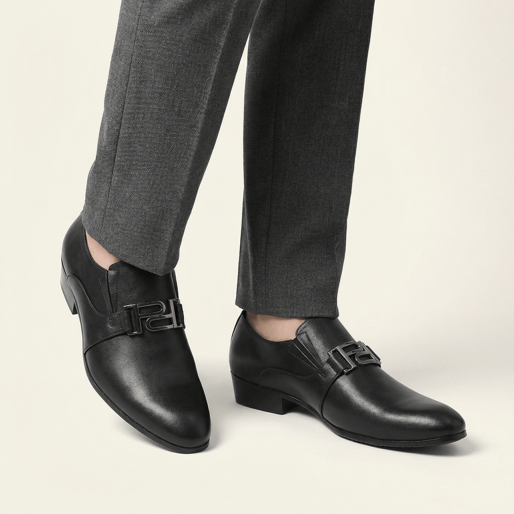 Men's Metal-Ornament Leather Slip-On Dress Loafer