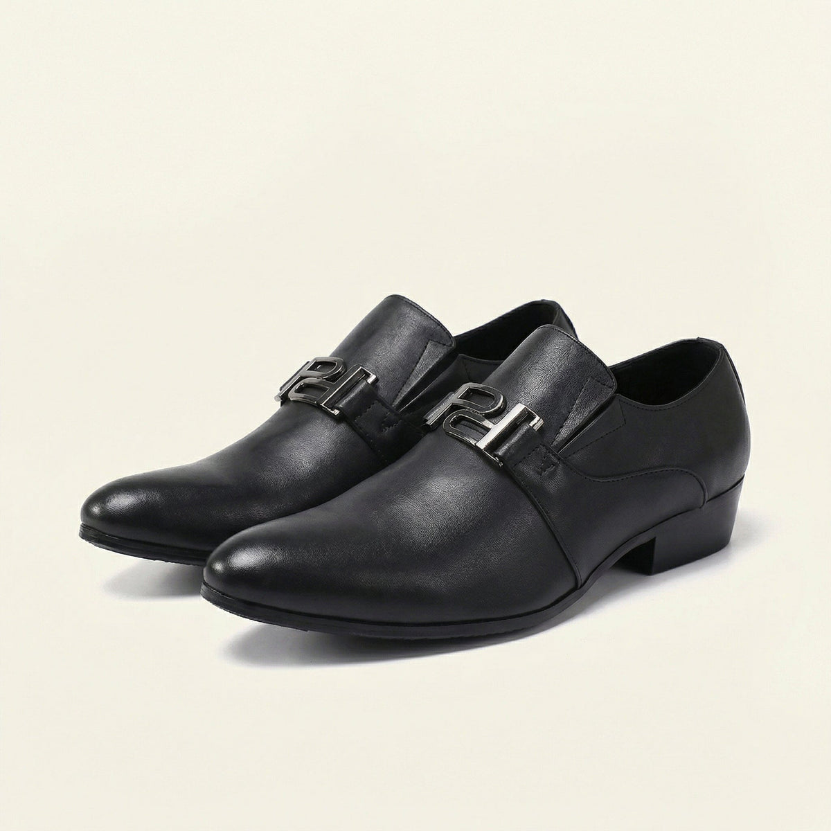 Men's Metal-Ornament Leather Slip-On Dress Loafer