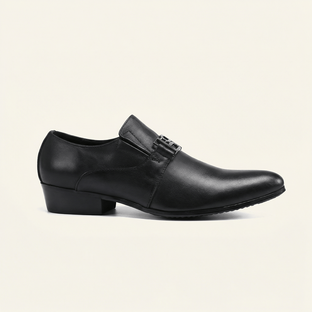Men's Metal-Ornament Leather Slip-On Dress Loafer