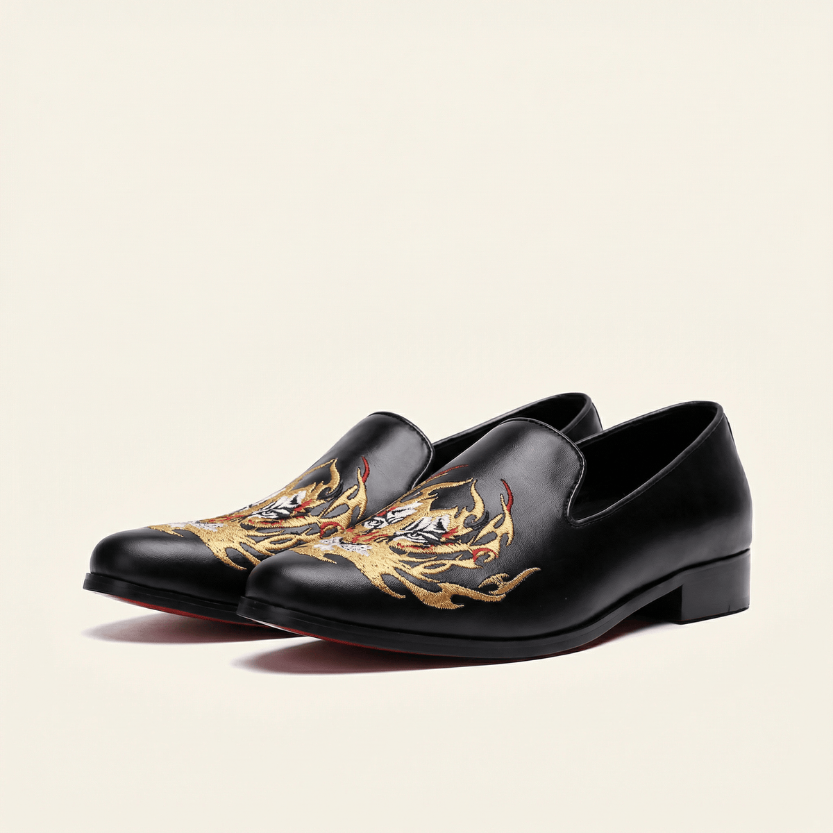 Men's Dragon-Trimmed Smooth Leather Wedding Loafer