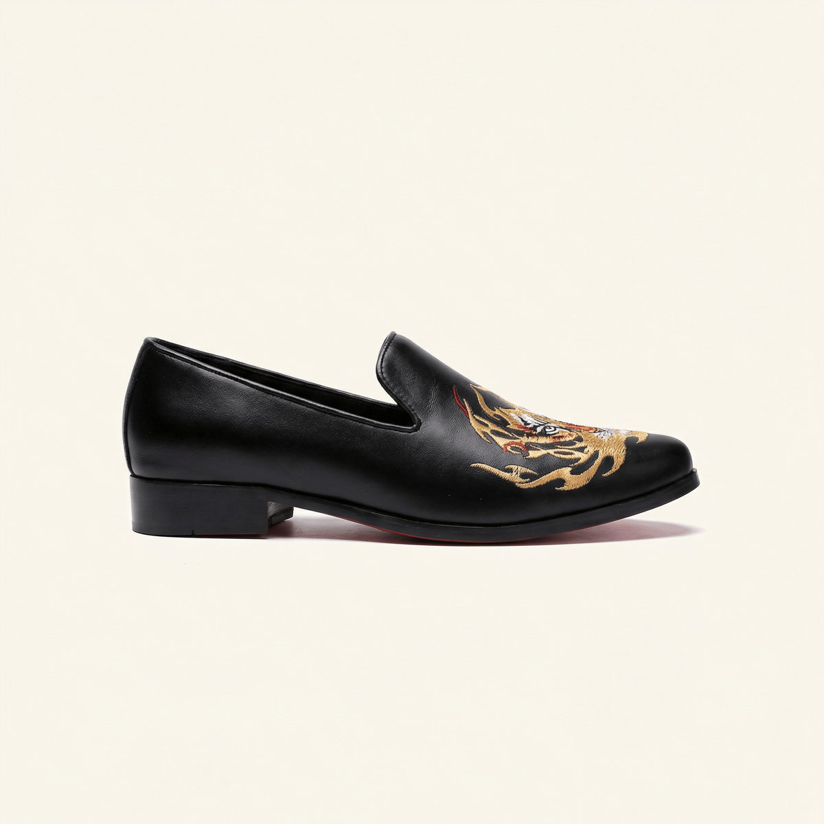 Men's Dragon-Trimmed Smooth Leather Wedding Loafer