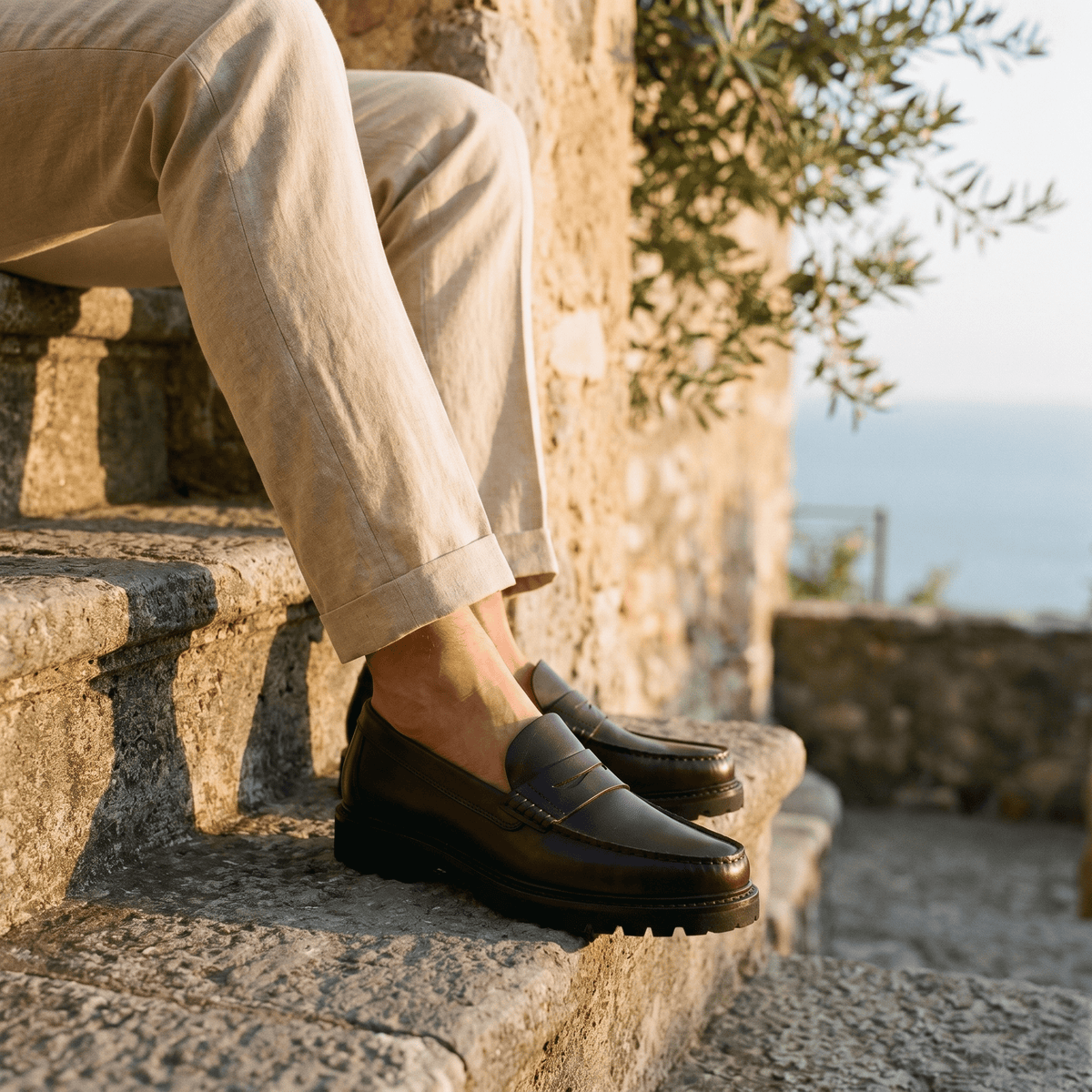 Men's Lug Sole Leather Penny Loafer
