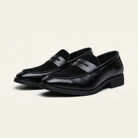 Men's Heeled Velvet Leather Penny Loafer