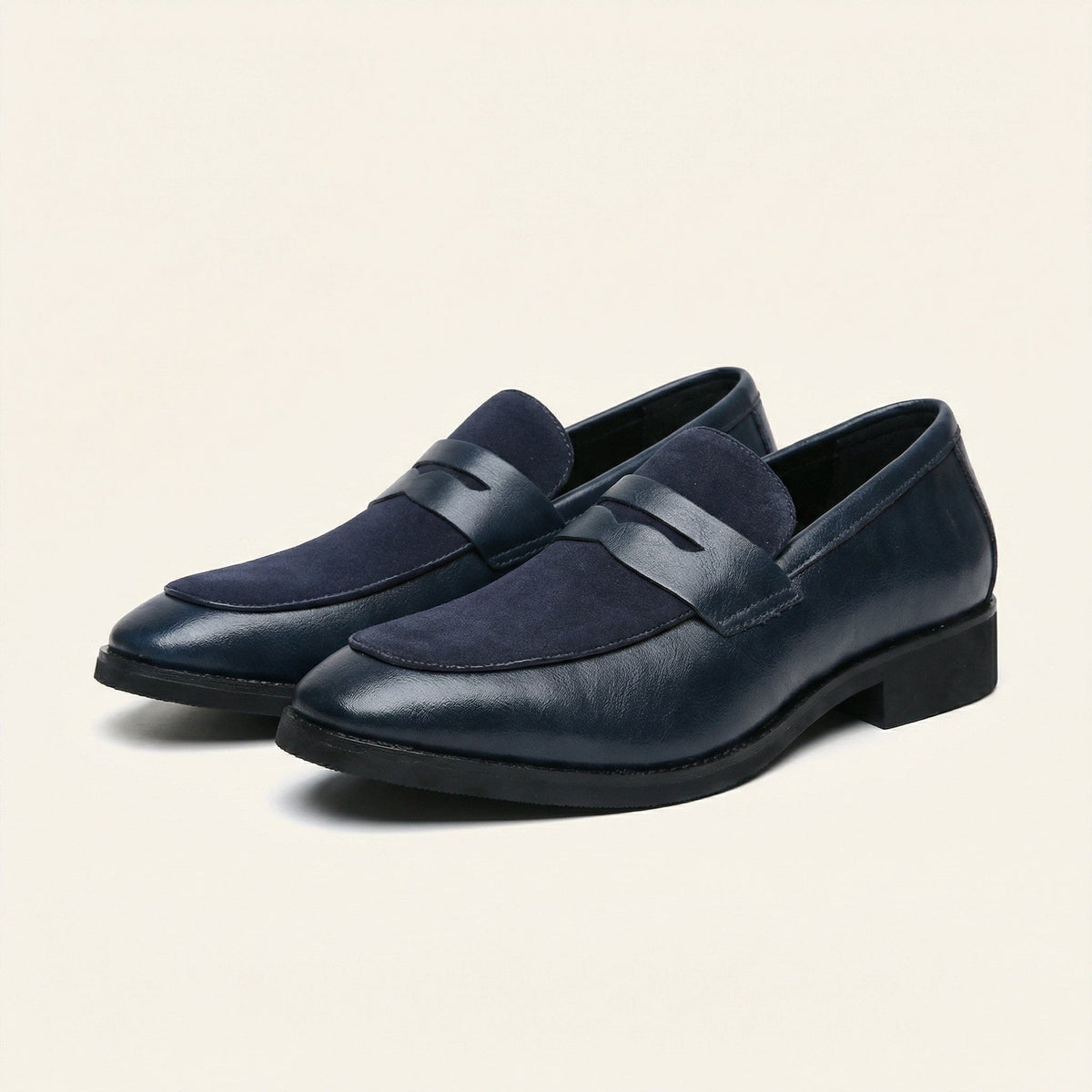 Men's Heeled Velvet Leather Penny Loafer