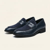 Men's Heeled Velvet Leather Penny Loafer