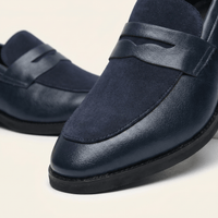 Men's Heeled Velvet Leather Penny Loafer