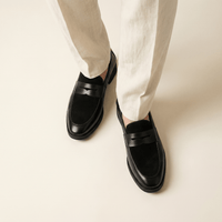 Men's Heeled Velvet Leather Penny Loafer