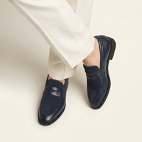 Men's Heeled Velvet Leather Penny Loafer