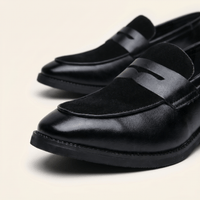 Men's Heeled Velvet Leather Penny Loafer