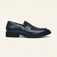 Men's Heeled Velvet Leather Penny Loafer