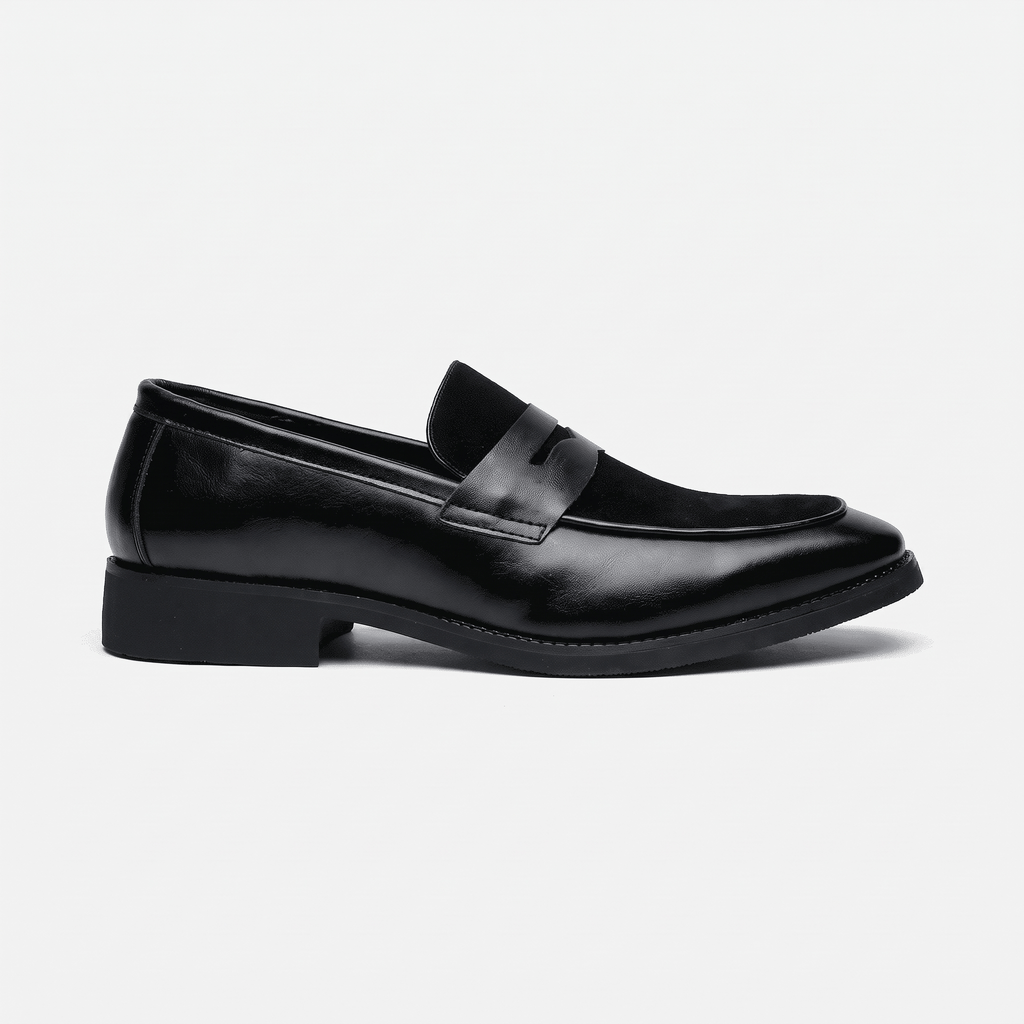 Men's Heeled Velvet Leather Penny Loafer