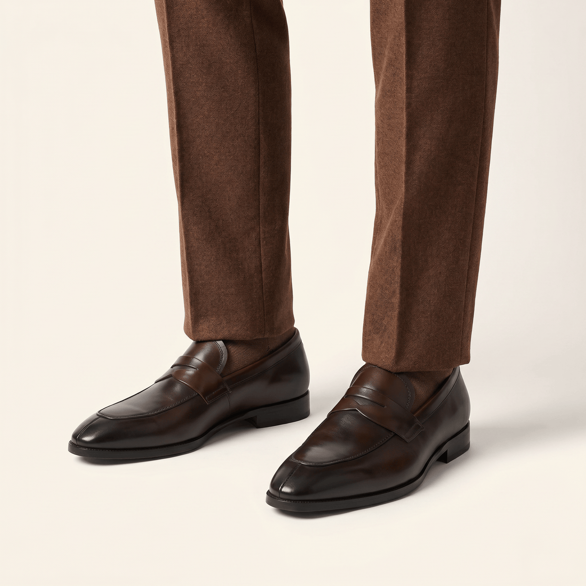 Men's Tapered-Toe Smooth Leather Penny Loafer