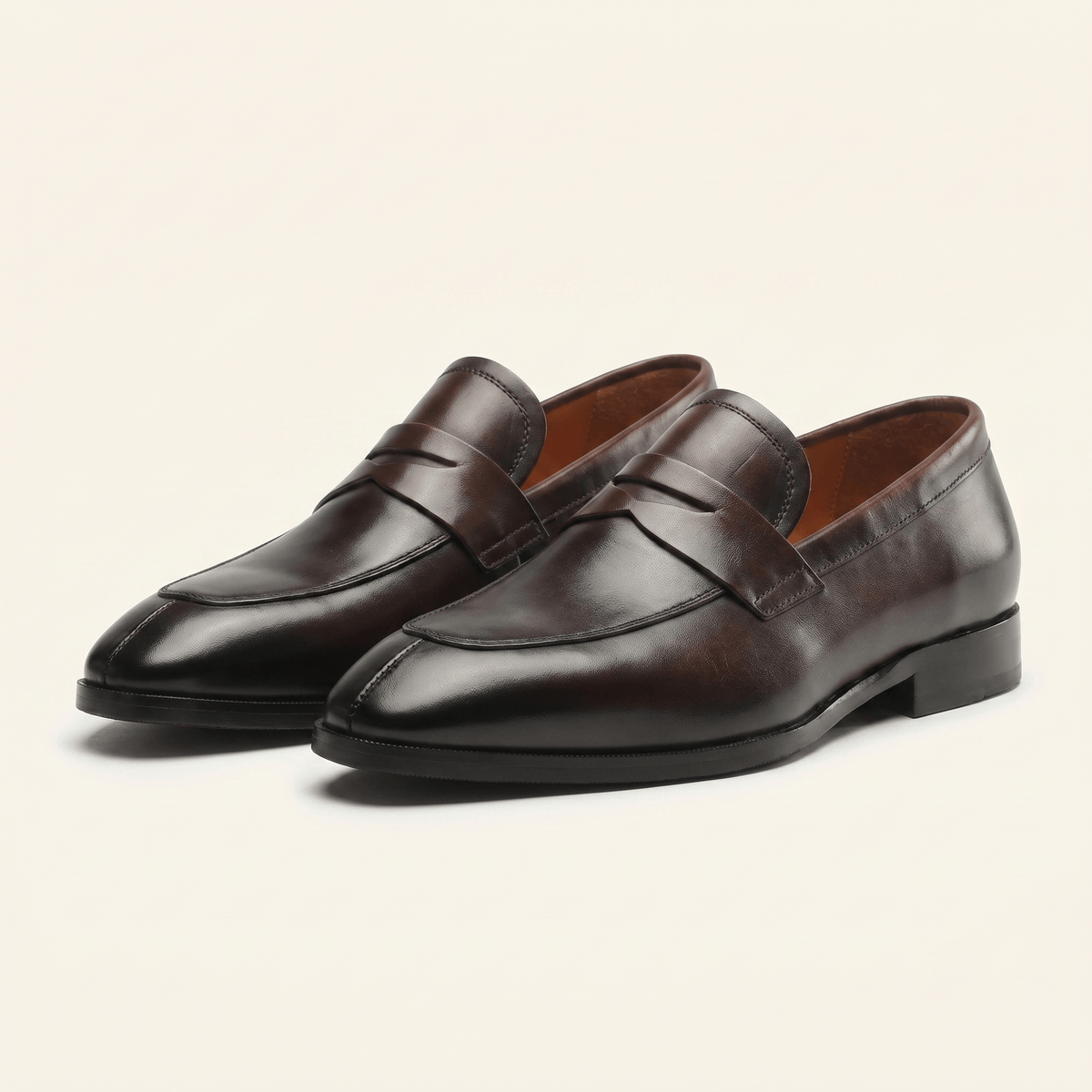 Men's Tapered-Toe Smooth Leather Penny Loafer