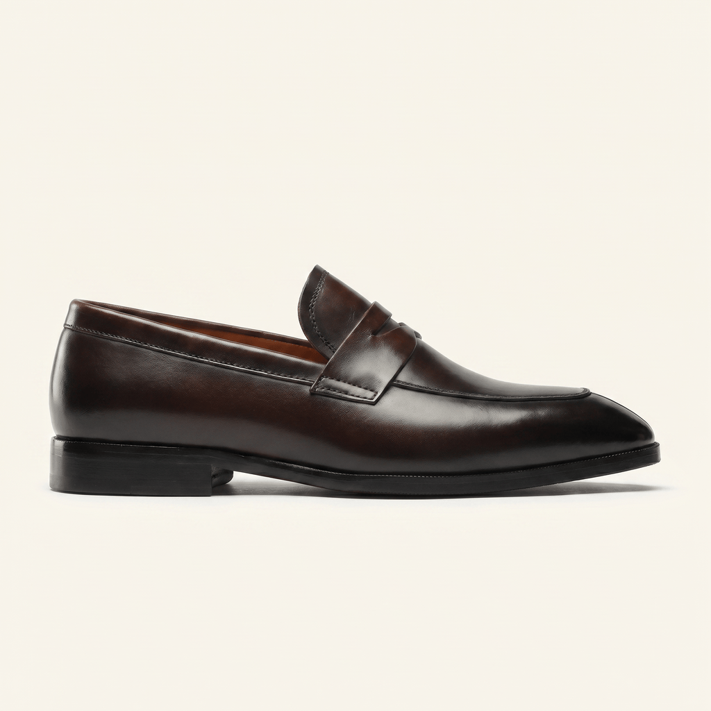 Men's Tapered-Toe Smooth Leather Penny Loafer
