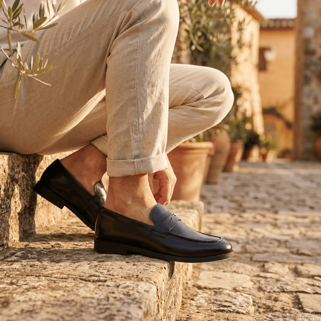 Men's Classic Black Smooth Leather Penny Loafer