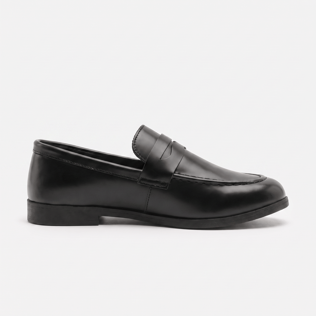 Men's Classic Black Smooth Leather Penny Loafer