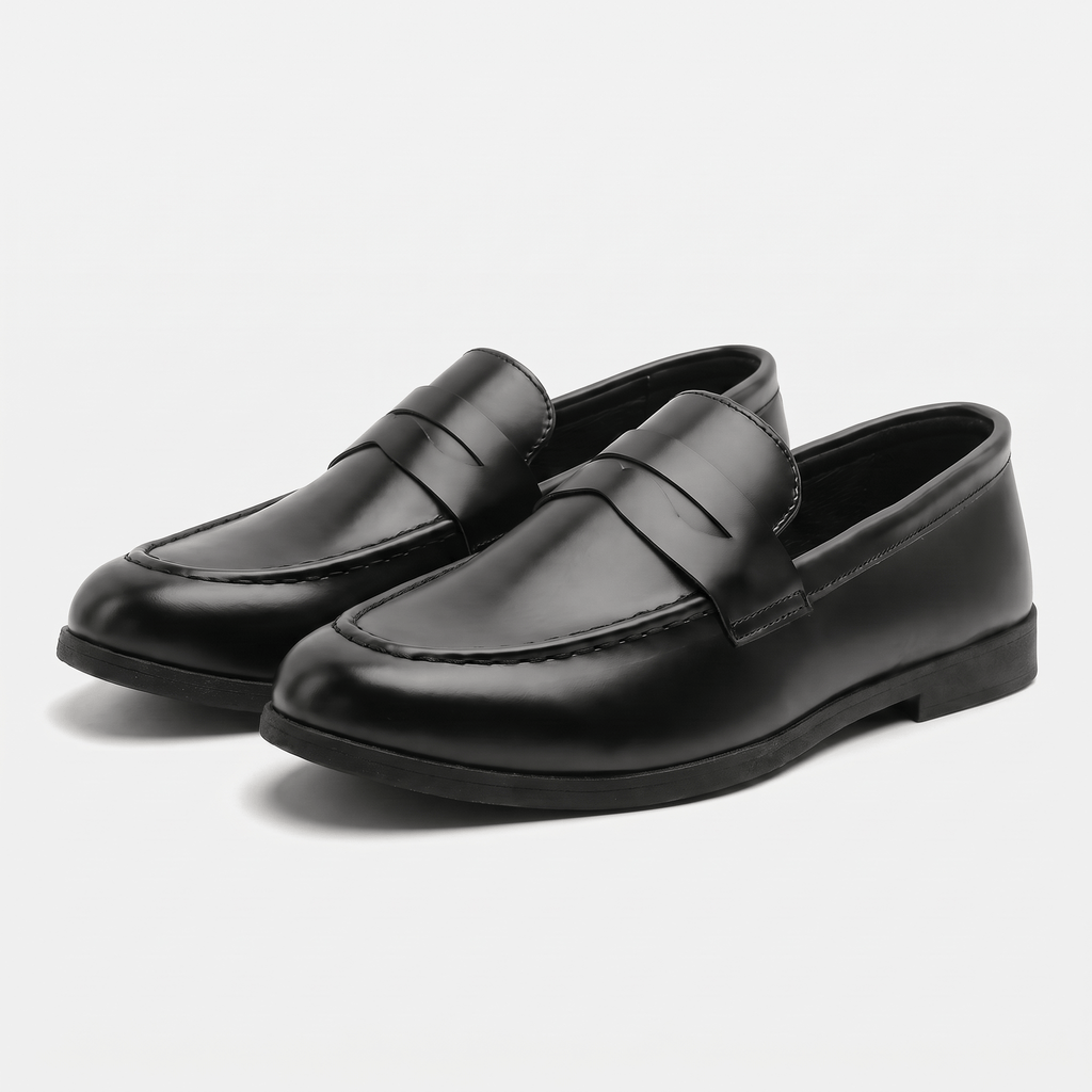Men's Classic Black Smooth Leather Penny Loafer