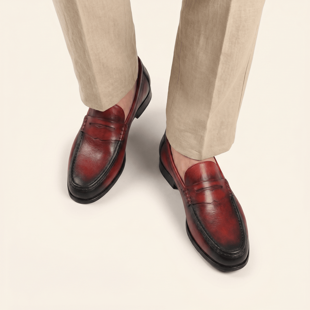 Men's Colored Patina Leather Penny Loafer