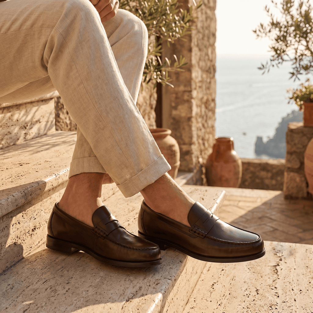 Men's Colored Patina Leather Penny Loafer