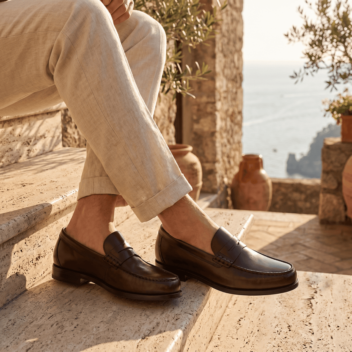 Men's Colored Patina Leather Penny Loafer