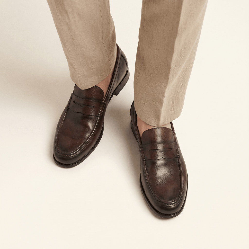 Men's Colored Patina Leather Penny Loafer