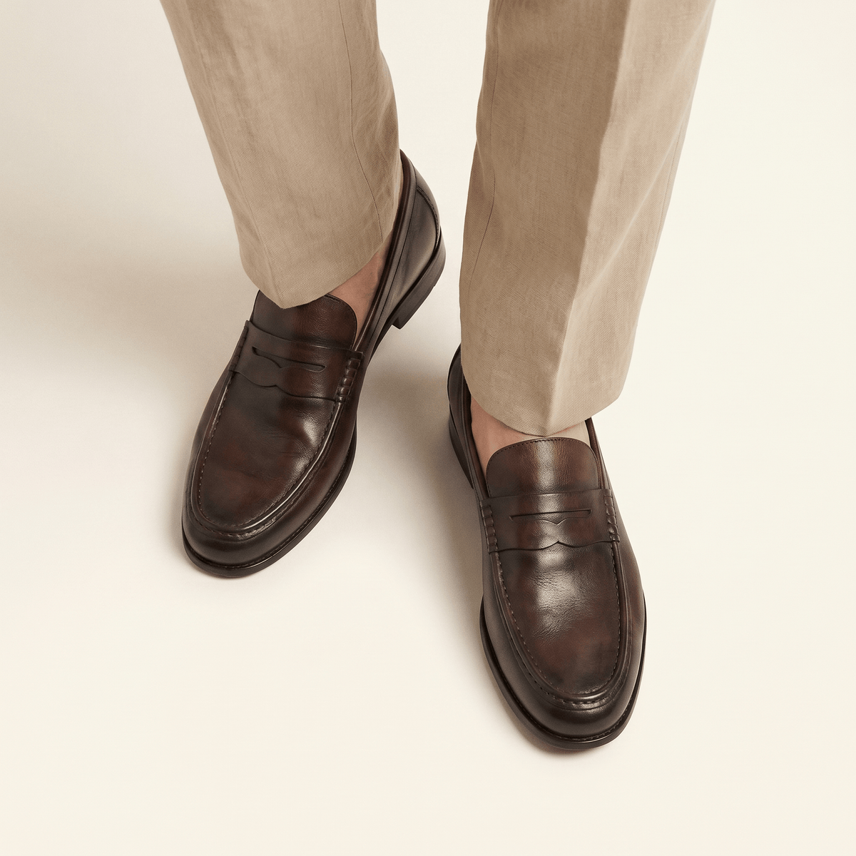 Men's Colored Patina Leather Penny Loafer