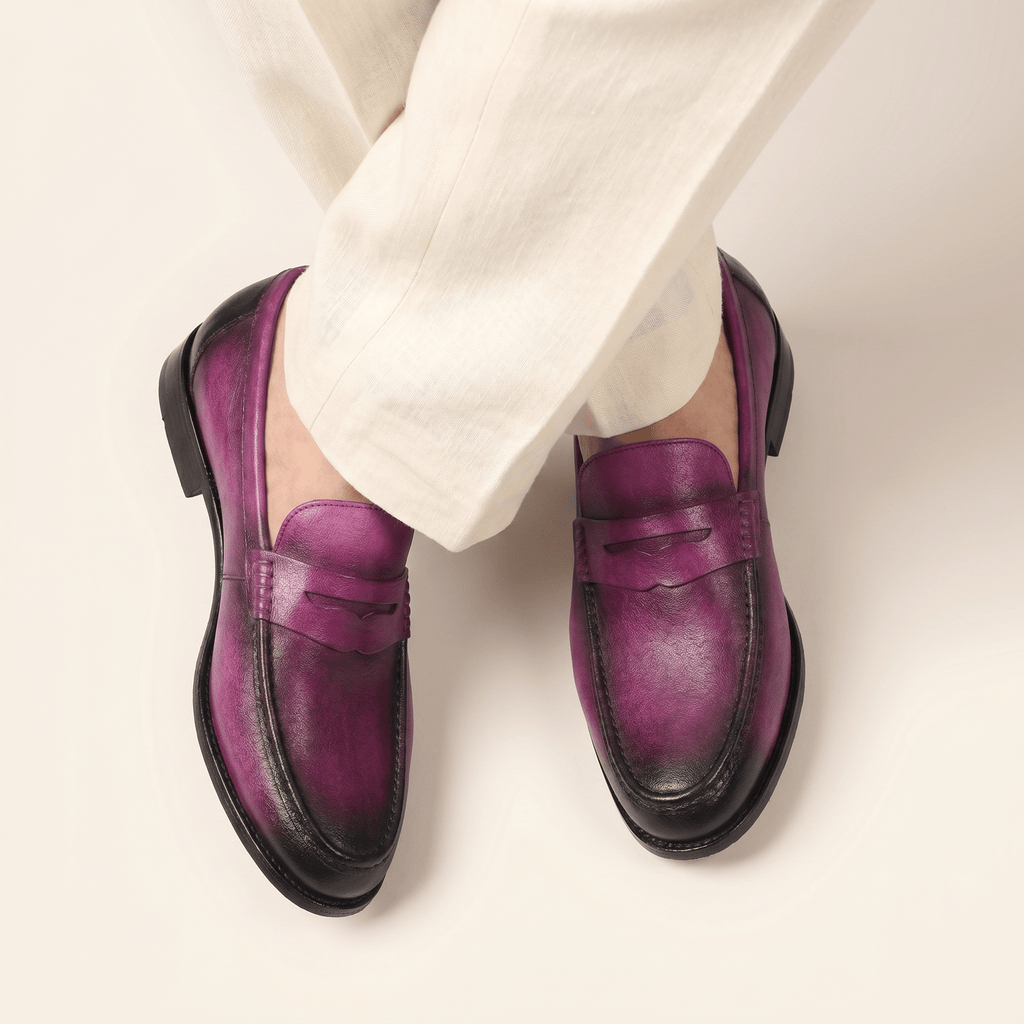 Men's Colored Patina Leather Penny Loafer
