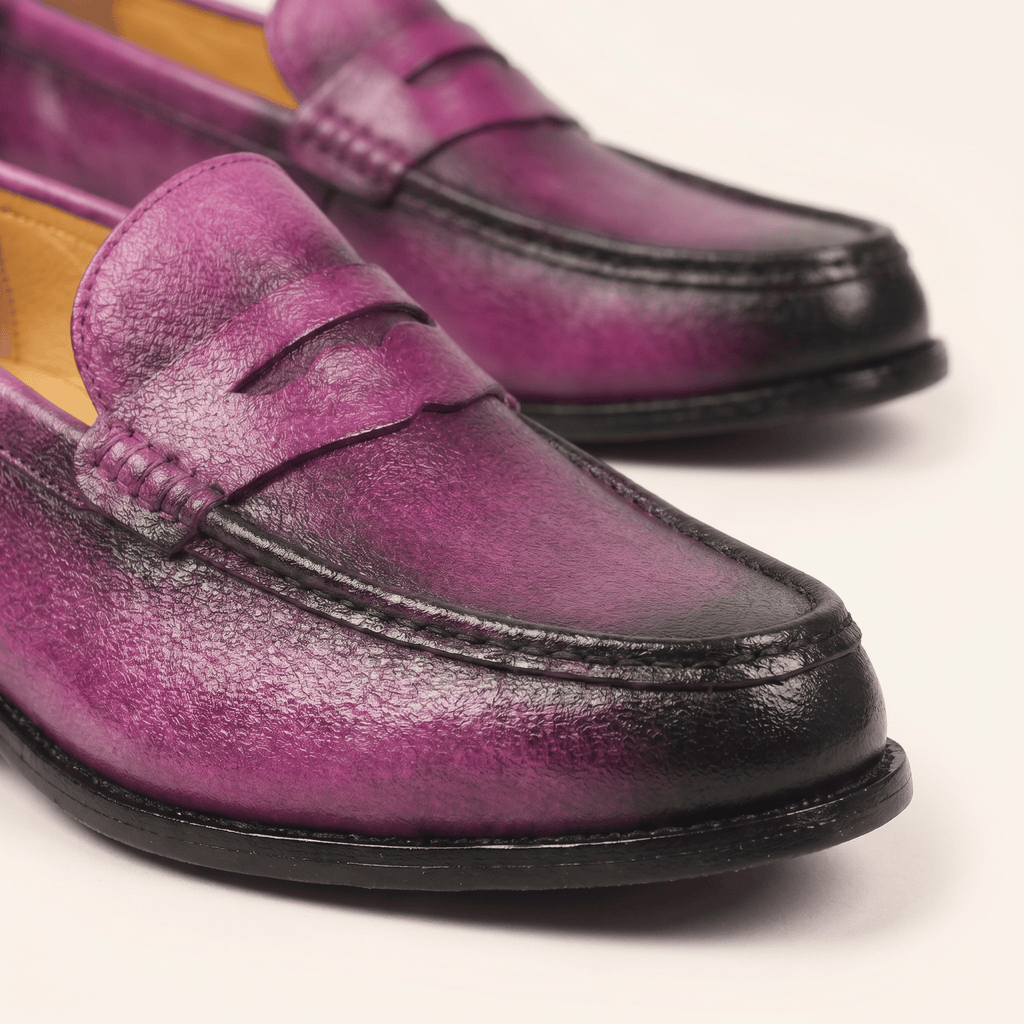 Men's Colored Patina Leather Penny Loafer