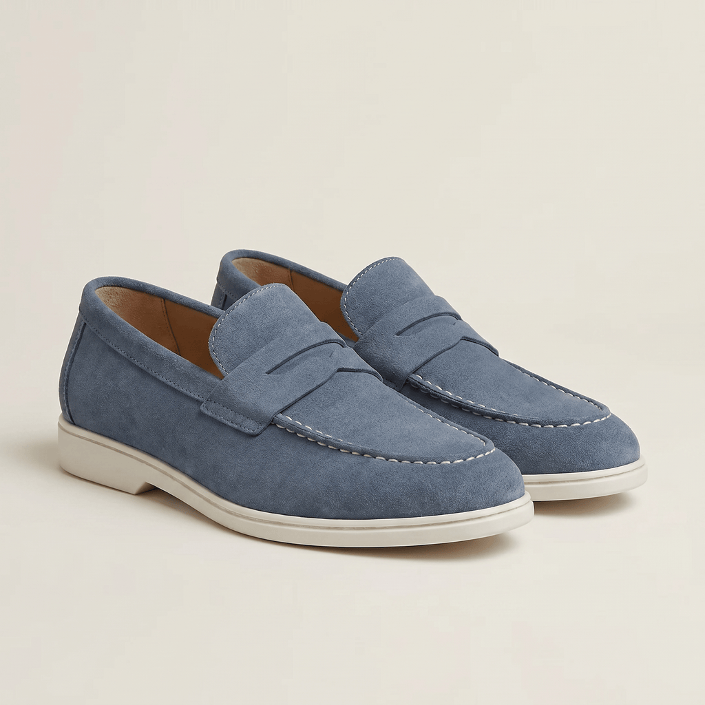 Men's Suede Penny Loafer with Contrast Sole