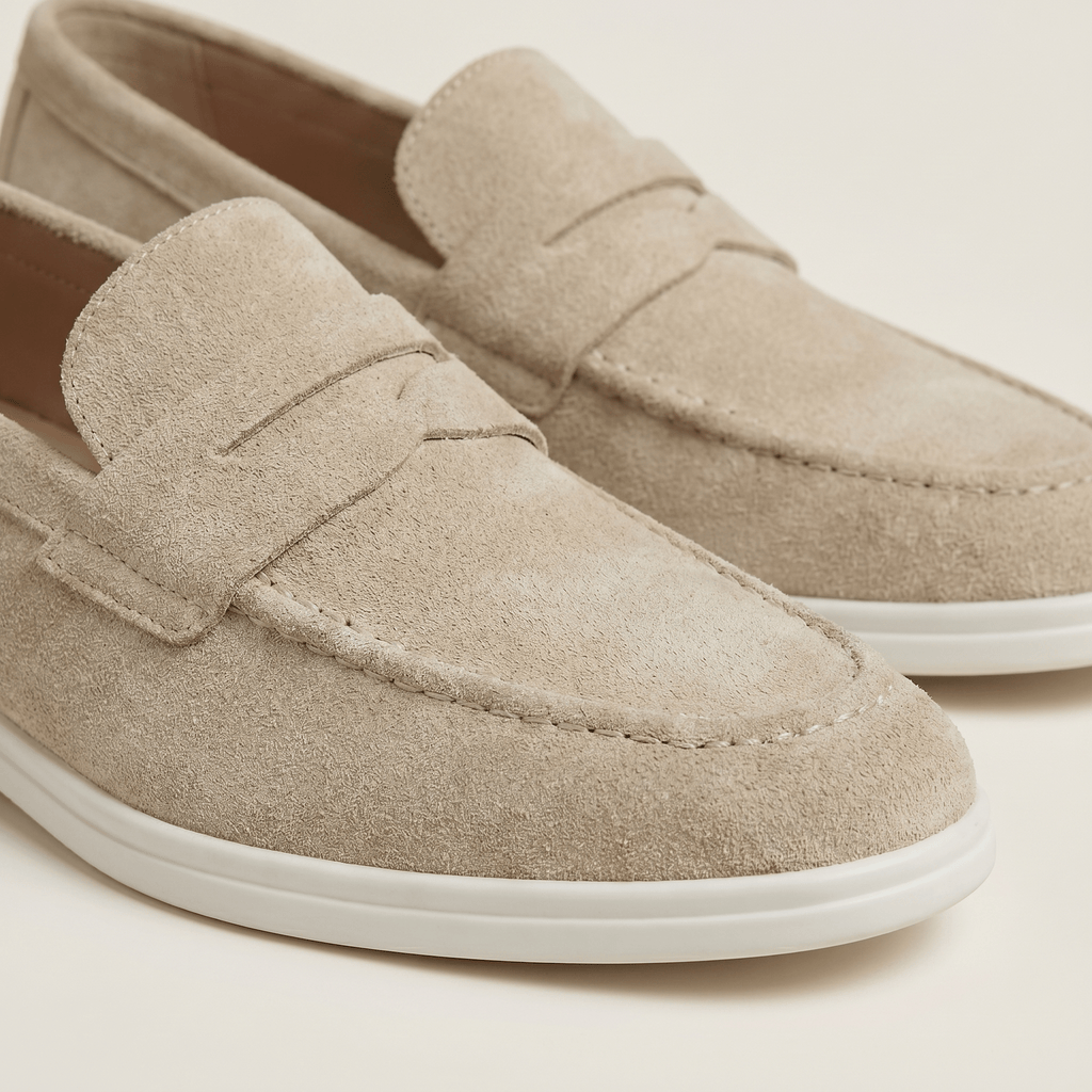 Men's Suede Penny Loafer with Contrast Sole