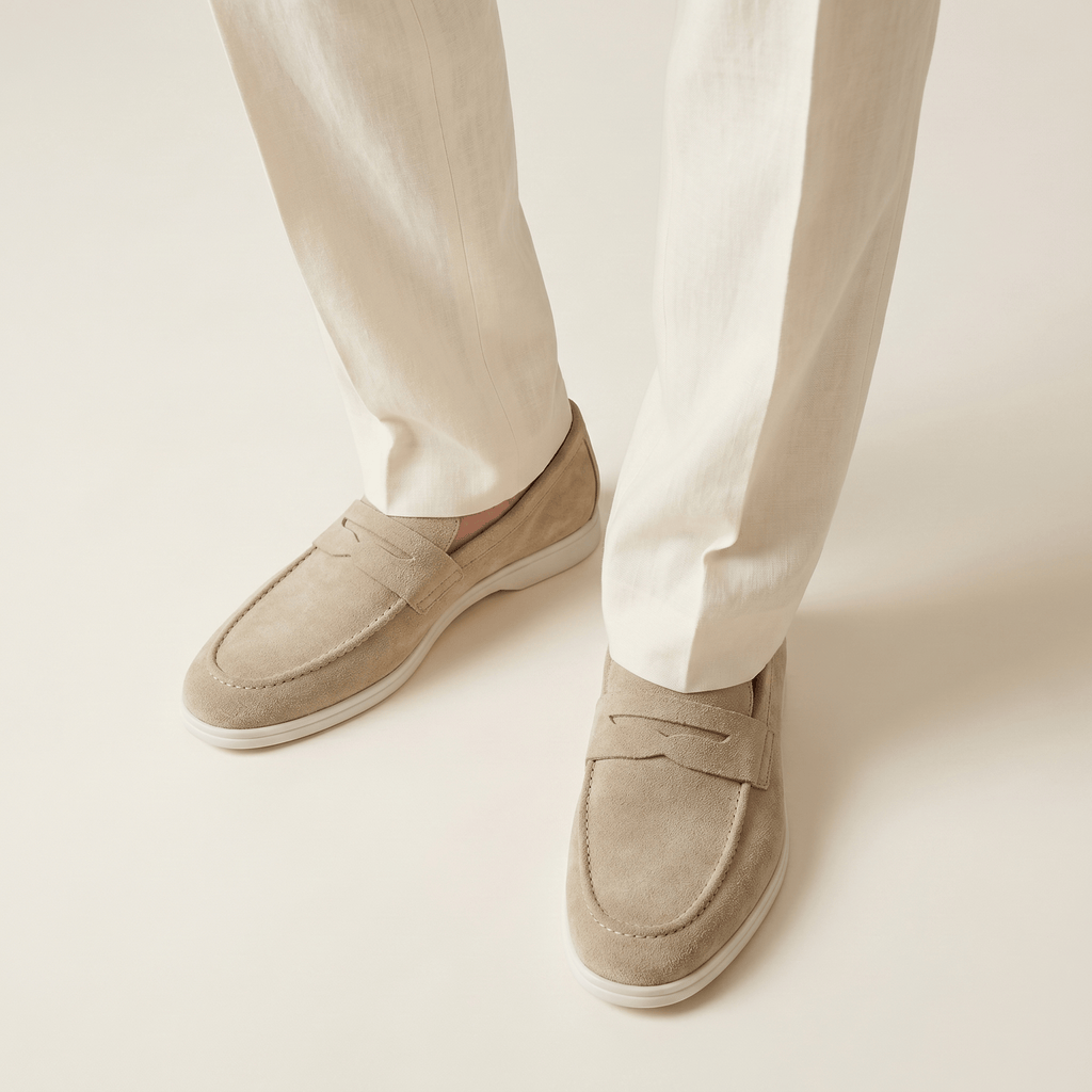 Men's Suede Penny Loafer with Contrast Sole