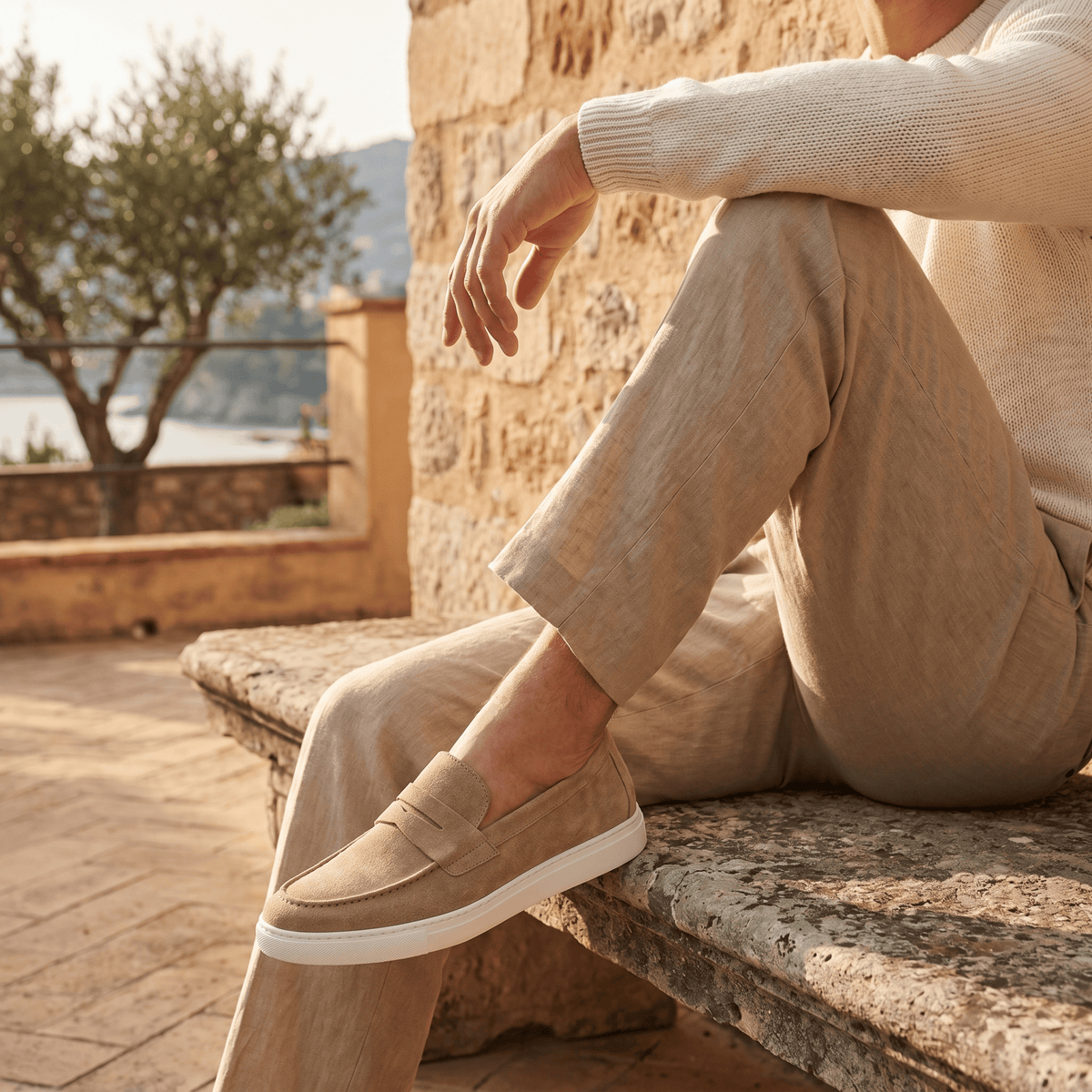 Men's Suede Penny Loafer with Contrast Sole