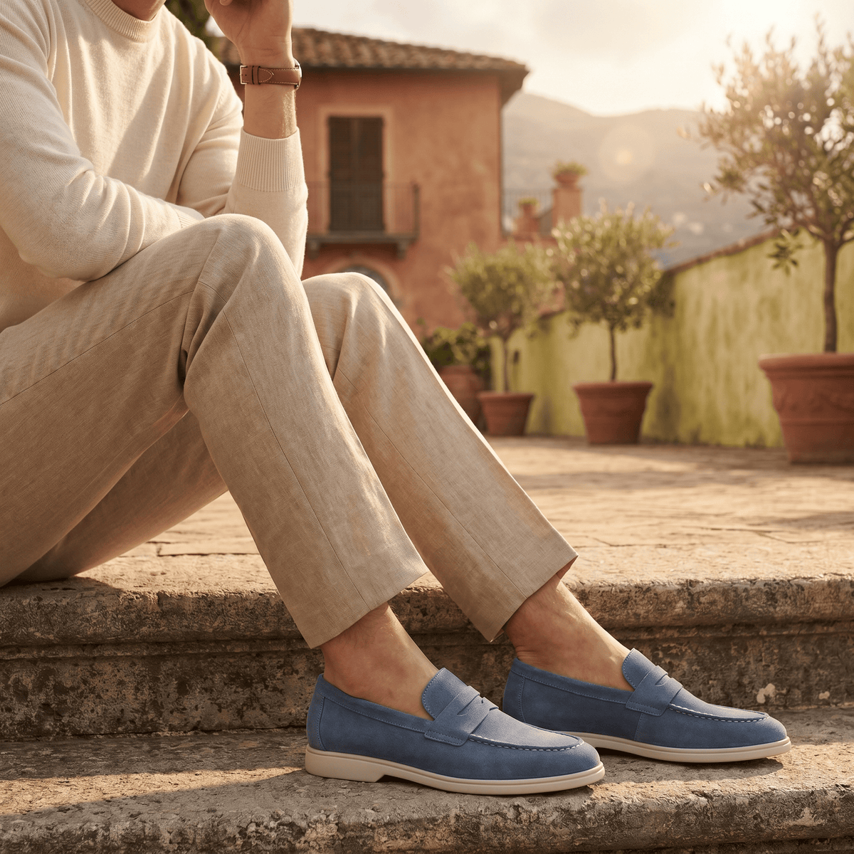 Men's Suede Penny Loafer with Contrast Sole