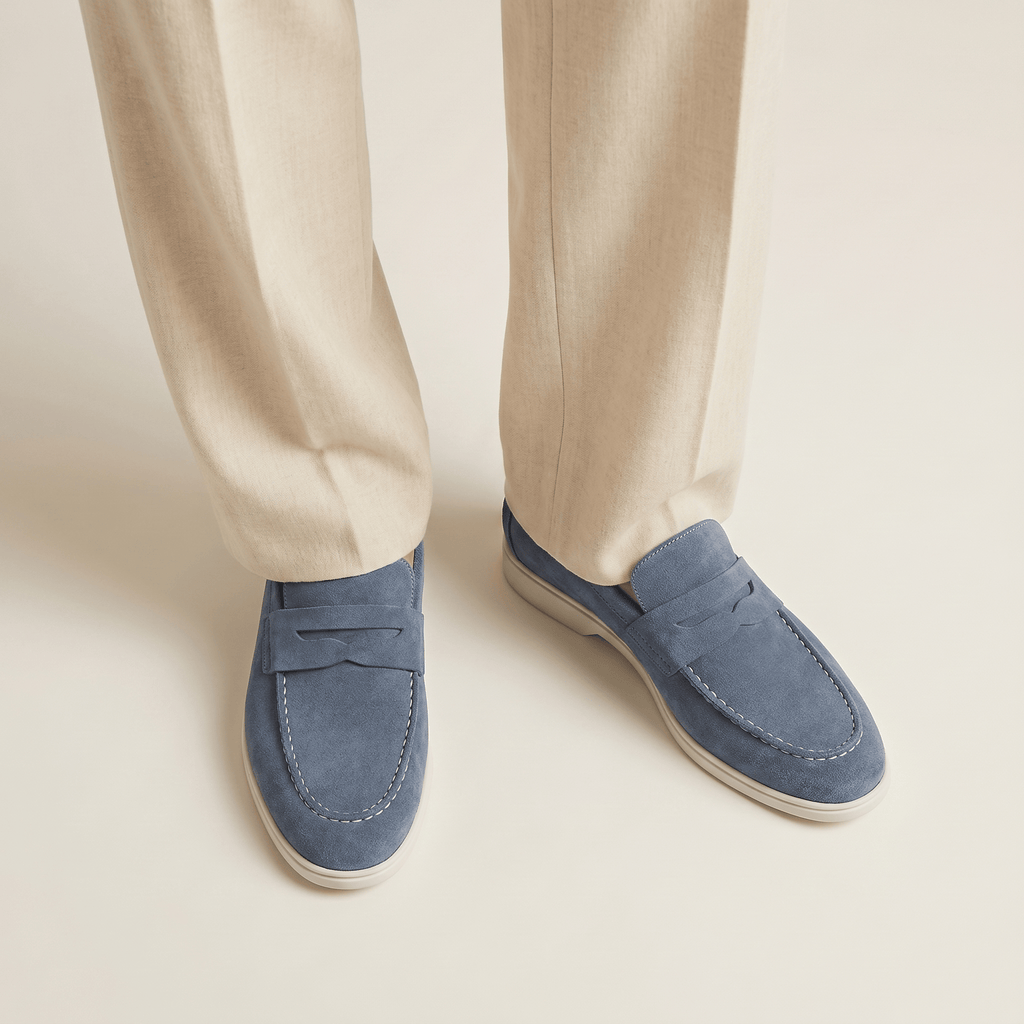 Men's Suede Penny Loafer with Contrast Sole