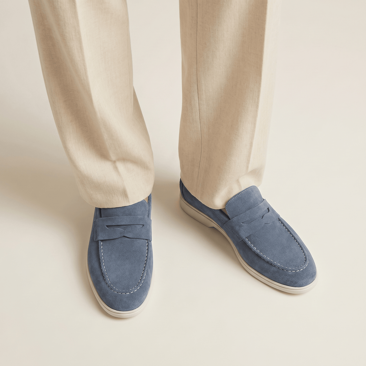 Men's Suede Penny Loafer with Contrast Sole