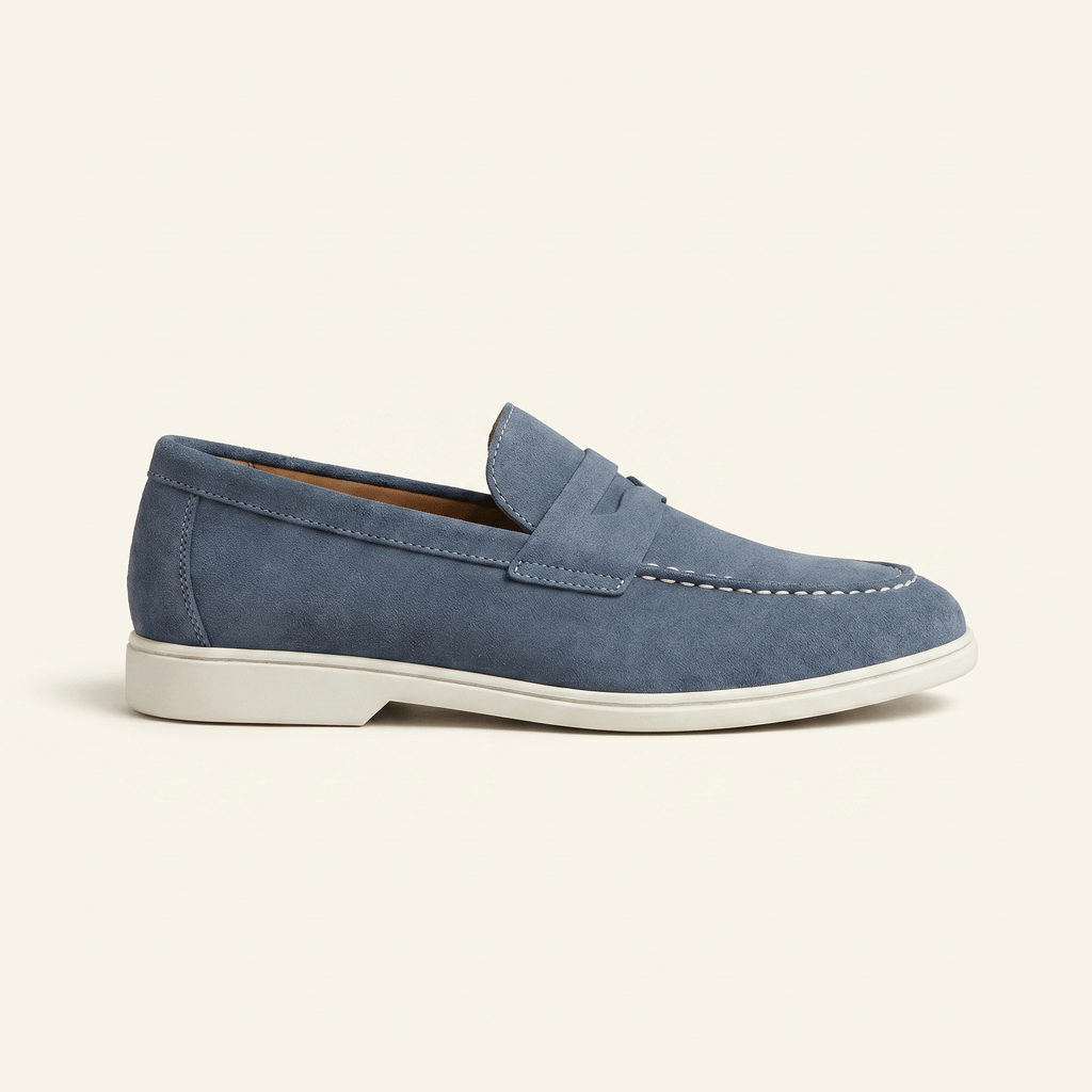 Men's Suede Penny Loafer with Contrast Sole