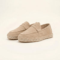 Men's Espadrille-Sole Suede Penny Loafer
