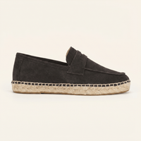 Men's Espadrille-Sole Suede Penny Loafer