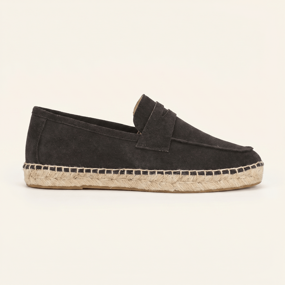 Men's Espadrille-Sole Suede Penny Loafer